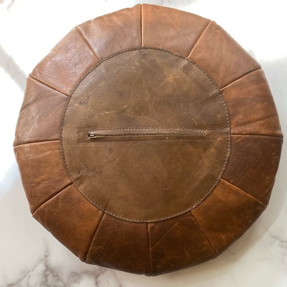 2/2 Vintage  Moroccan Leather Mandala Pillow - Picture 2 of 6